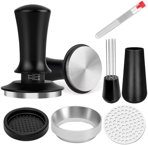 51mm Espresso Accessories Kit, Spring Loaded Calibrated Tamper, WDT Tool, Puck Screen and Dosing Funnel Set Fits Delonghi 51 mm Espresso Coffee Machines and Portafilter, Professional Barista Tools by Unknown