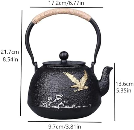 Japanese Cast Iron Teapot 1.2L with Stainless Steel Infuser, Traditional Tetsubin Tea Kettle for Loose Leaf Tea, Heat Retention, Decorative Tea Pot for Home Use - Image 3