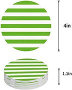 Coasters for Drinks Set of 8 with Holder, Green and White Stripes Ceramic Cup Mat, Absorbent Ceramic Stone Coasters with Cork Base for Coffee, Cups, Wooden Table, Home Decor 4 Inch - Image 2