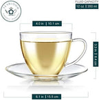 Teabloom Royal Teacup and Saucer Set 2-Pack – 12 OZ/ 350 ML Capacity – Glass Mug Set – Premium Borosilicate Glass – Durable and Heat Resistant - Image 2