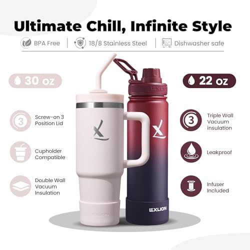 Lexlion All-Day Hydration Bundle – 22 Oz Tea Infuser Bottle + 30 Oz Tumbler - Image 2