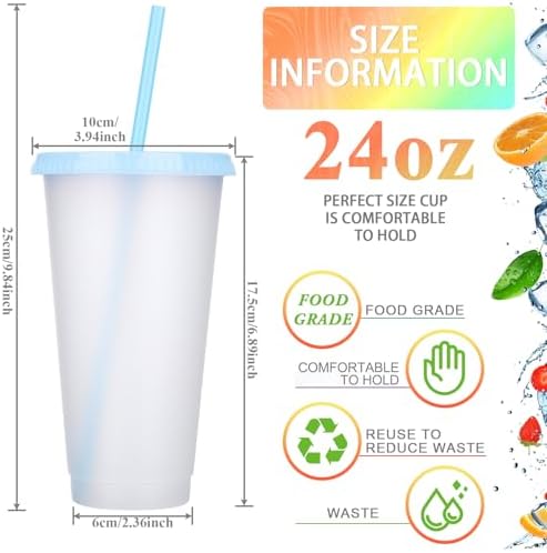 Honeydak 60 Pack Plastic Cups with Lids Straws,Pretty Color - Image 4