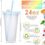 Honeydak 60 Pack Plastic Cups with Lids Straws,Pretty Color - Image 4