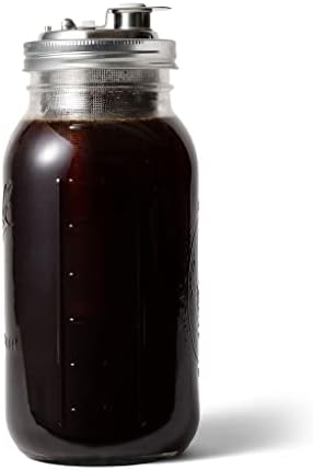 Jarware Cold Brew Coffee Maker and Tea Infuser Lid For Wide Mouth Mason Jars,Black by Jarware