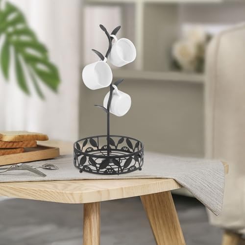 VALICLUD Xmas Coffee Mug Tree Holder Stand, Iron Rack with Tray - Image 6