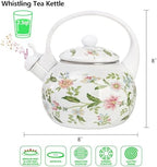 Jucoan 2.3 Quart Vintage Enamel Tea Kettle, Whistling Tea Kettle for Stove Top, Floral Enamel on Steel Teakettle Teapot for Home Kitchen Camping, Gift for Wedding Housewarming Mother's Day - Image 2