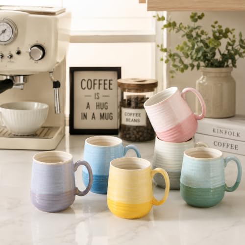 HASENSE Ceramic Coffee Mugs Set of 6, 16oz Coffee Cups with Handle - Image 2