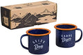 Gentlemen's Hardware GEN323UK Enamel Espresso Set, Camping and Hiking Coffee Cups, 120 milliliters, Navy/Orange by GentlemensHardware