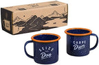 Gentlemen's Hardware GEN323UK Enamel Espresso Set, Camping and Hiking Coffee Cups, 120 milliliters, Navy/Orange by GentlemensHardware