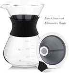 2PCS Pour Over Coffee Maker with Stainless Steel Filter, Glass Coffee Maker Drip Pot with 100pcs Filter Paper, Reusable Glass Coffee Pot Manual Coffee Dripper Brewer for Cafetera, Coffee (2PCS 600 ml) - Image 3
