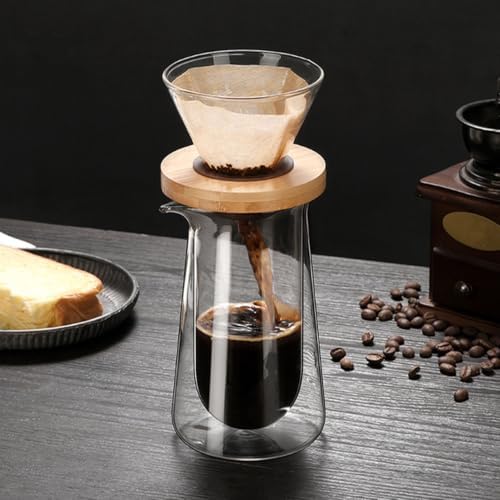 13oz Double Wall Glass Pour Over Coffee Maker Set,Plastic Free Borosilicate Glass Drip Coffee Maker,400ML Portable Mini Single Serve Hand Brew Coffee Pot for Home Office Camping,Ideal Coffee Gift by Unknown