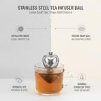 Stainless Steel Tea Infuser Ball with Fine Mesh, Snap-Lock Closure for Loose Leaf Tea in Mugs & Teapots (1 Count) - Image 5