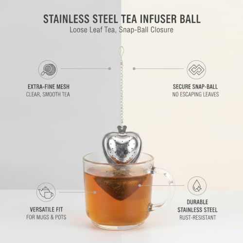 Stainless Steel Tea Infuser Ball with Fine Mesh, Snap-Lock Closure for Loose Leaf Tea in Mugs & Teapots (1 Count) - Image 5
