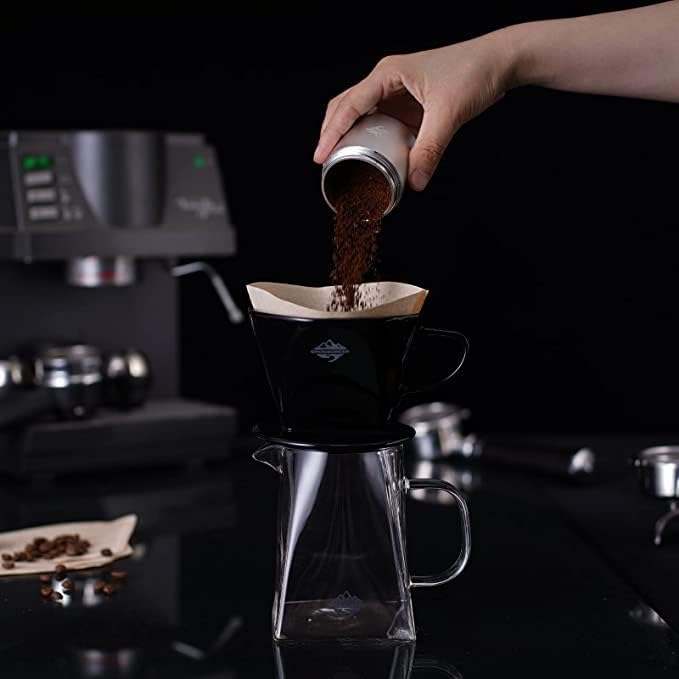 Pour Coffee Dripper Set Manual Drip Ceramic Coffee Maker 600ML Glass Carafe Ceramic Dripper Coffee Filters（Black） - Image 4