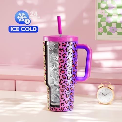 Meoky 30 oz Tumbler with Handle, Tumbler with Lid and Straw, Insulated Stainless Steel Travel Mug, 100% Leak-proof, Cupholder Friendly, Keeps Cold for 24 Hours or Hot for 8 Hours (Celebration) - Image 2