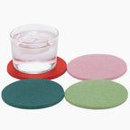 Graf Lantz - Bierfilzl Felt Coasters - Round - 100% Merino Wool - Moisture Wicking - Heat Resistant - Sustainable - Home Decor - Bar Decor - Housewarming Gift - 4 Coaster Set - 4" Circles - Happy by GrafLantz