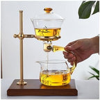 YUDIZWS Semi Automatic Tea Set,Magnetic Teapot,Semi Automatic Drip Rotating Glass Teapot Set,Glass Teapot Lazy Chinese Glass Tea Set with Glass Teapot and Infuser,A by YUDIZWS