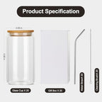 ASKIZ 20Pcs Glass Cups With Bamboo Lids and Straws,16Oz Ice Coffee Cup,Drinking Glasses Cups Set,Water Bottles Glasses for Juicing,Beer,Coffee,Soda,Tea-Glass Tumbler Reusable for Gifts - Image 5