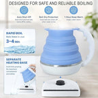 Portable Coffee Maker Pour Over, Travel Coffee Maker Set + Travel Electric Kettle With Temp Control, Collapsible Portable Tea Kettle for Traveling, Hotel, Office, BPA-Free Silicone, 110V, Blue - Image 5