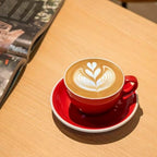 Loveramics Cappuccino Cup with Saucer, 8 oz Ceramic Coffee cup with Round Bottom for Cappuccino, Latte, Tea, Espresso, Thick-walled Stoneware Cup Set for Barista - Regular Colours (Red, 8OZ) - Image 5