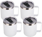 Volhoply 14oz Insulated Stainless Steel Coffee Mug with Lid Bulk 4 Pack,Not Suitable for Sublimation,Double Wall Vacuum Travel Coffee Cup with Handle, Reusable Metal Camping Mugs Keep Cold(White,4) by LiveFully%EF%BC%8CDrinkFreely%E2%80%94KeepGoingwithVolhoply%EF%BC%81