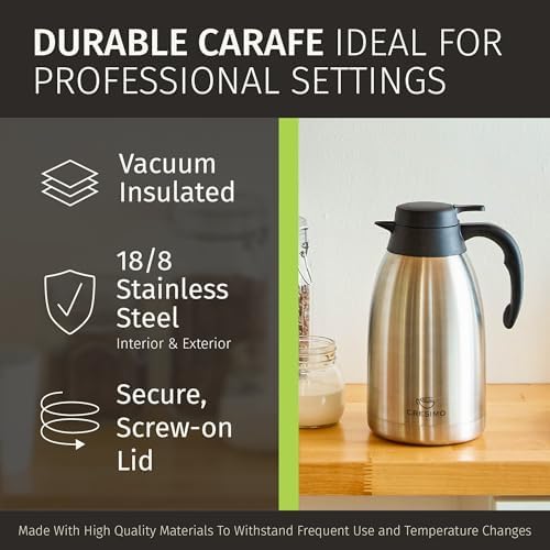 Thermal Coffee Carafe 2L/68 oz Insulated Stainless Steel w/Cleaning Brush - Image 7