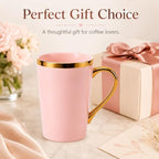Pink and Gold Coffee Mugs Set of 6, 12 oz Porcelain - Image 7