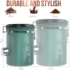 38oz / 22oz Coffee Canister – Airtight Stainless Steel Storage Container with Date Tracker & Scoop, Sealed Jar for Grounds, Beans, Tea, Flour, Cereal, and Sugar (Green Vibes, 22OZ) - Image 2