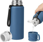 1000 ml Double wall vacuum Leakproof stainless steel wide mouth insulated water bottle,tea tumbler with tea strainer,cup and lid; travel coffee thermoses hot drinks,cold thermal flask by Unknown