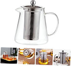 Glass Flower Teapot Stainless Steel Kettle Japanese Tea Pots Dispensing Stainless Steel Tea Infuser Glass Teapot for Stovetop Infuser Teapot Floral Tea Strainer Tea Filte,Transport-13X9X8.5CM - Image 5