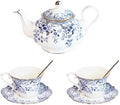 Vintage Floral Porcelain Bone China Tea Set - 1 Teapot, 2 Cups & Saucers with Gold Trim, Includes 2 Spoon, 22oz Floral Ceramic Teapot (Suitable for 1 to 3 people) (China Flower) by Unknown