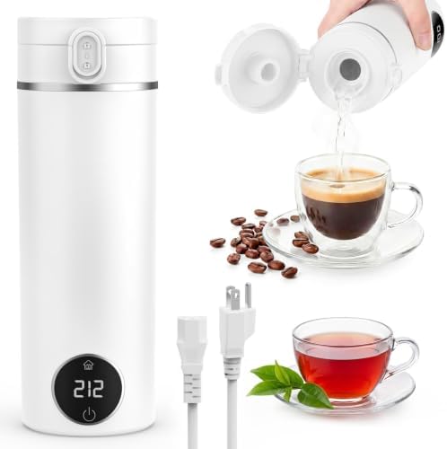 Portable Travel Electric Tea Kettle,6 Preset Temp Plug-in Keep Warm,15 OZ Small Hot Water Boiler,304 Stainless Steel,Auto Shutoff&Boil Dry Protection,Termo Electrico Portatil Black for RV Travel by Unknown