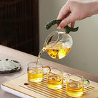 Chinese Gongfu Tea Set Magnetic Glass Teapot with Infuser,6 cups,Semi Automatic Design for Loose Leaf Tea (3 cups/layer, 2 layers, 6) - Image 6