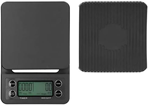 Electronic Scale with Anti Slip Pad ABS Coffee Scale with Timer 0.1g-3kg Black Digital Food Scale for Kitchen 5x8x1in by NDNCZDHC