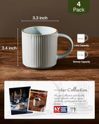 famiware Coffee Mug Set of 4, Star 12 oz Ceramic Mugs Cups Set with Handle - Image 4
