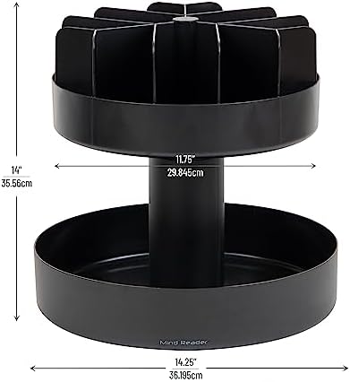Mind Reader 2-Tier Snack Carousel, Countertop Organizer, Snack Tray, Breakroom, Kitchen, 14.25" L x 14.25" W x 14" H, Black, 2-Tier (Pack of 2) - Image 3