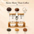 2 x 45 oz Coffee Canister Set, Airtight Glass Containers with Wooden Shelf - Image 4