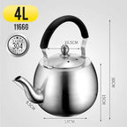 304 Stainless Steel Whistling Tea Kettle with Ergonomic Bakelite Handle Tea Pot Suitable for All Stovetop Kettle Teapot Silver - Image 2