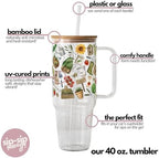 Sip-Sip Hooray! Garden Girl 40oz Glass Tumbler with Lid and Straw - Image 4