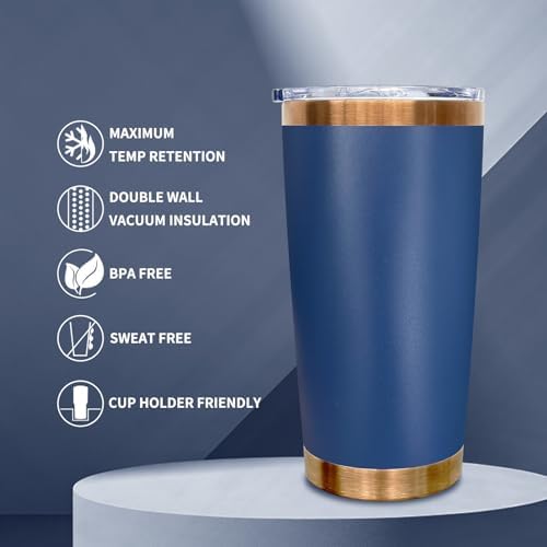 20 oz Tumbler Bulk Stainless Steel Tumblers with Lids and Straws Navy - Image 3