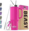Beast 50 oz Tumbler with Handle Stainless Steel Vacuum Insulated Coffee Ice Cup Double Wall Travel Flask (Cupcake Pink) by GreensSteel