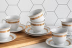 Porcelain Tea Set - White and Gold Rope Design, 12 Piece Set - Image 7