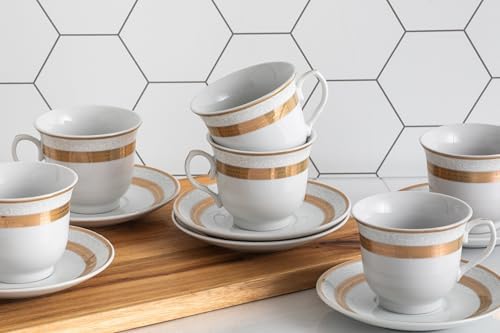 Porcelain Tea Set - White and Gold Rope Design, 12 Piece Set - Image 7