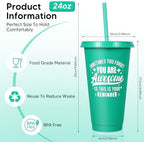 24 Pack Plastic Tumblers with Lids and Straws, Sometime You Forget You Are Awesome Gifts Reusable Cups with Lids Colorful Cups for Party, Iced Coffee Cup Bulk Tumbler (24 oz, Stylish Colors Printed) - Image 2