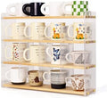Mug Shelf 4-Tier Walnut Coffee Cup Displays,Kitchen Spice Storage by KAOTGOT