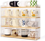 Mug Shelf 4-Tier Walnut Coffee Cup Displays,Kitchen Spice Storage by KAOTGOT