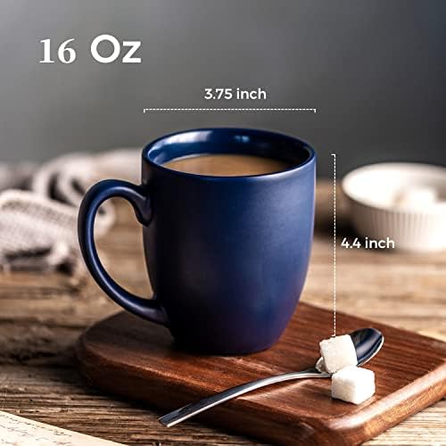 AmorArc 16 oz Coffee Mugs Set of 6, Large Ceramic Coffee Cups-Matte Blue - Image 3