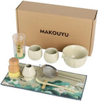 10 Pcs Matcha whisk Set,13 OZ,With 2 Cups,Complete Matcha Kit Set for Matcha Tea Ceremony,Elegant Matcha Tea Set for Tea Lovers（Beige） by MAKOUYU