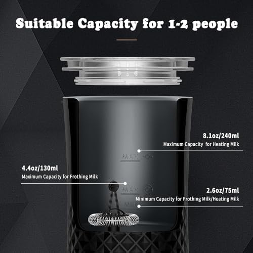 VRORFUN Electric Milk Frother and Steamer, 4-in-1 Automatic Milk Frother and Warmer Heater, Hot and Cold Milk Foam Maker for Coffee, Latte, Cappuccino Silent Operation, Black - Image 2
