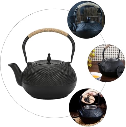 Vintage Cast Iron Teapot with Infuser, Uncoated Retro Tea Kettle - Image 3